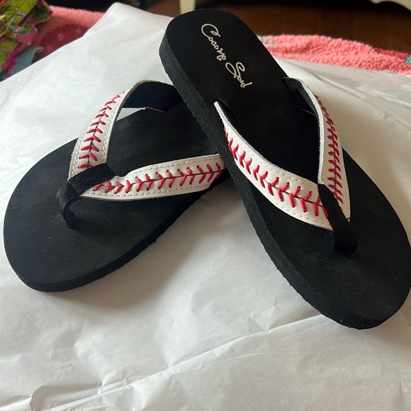 Womens’s baseball thong flip flop - Picture 1 of 4